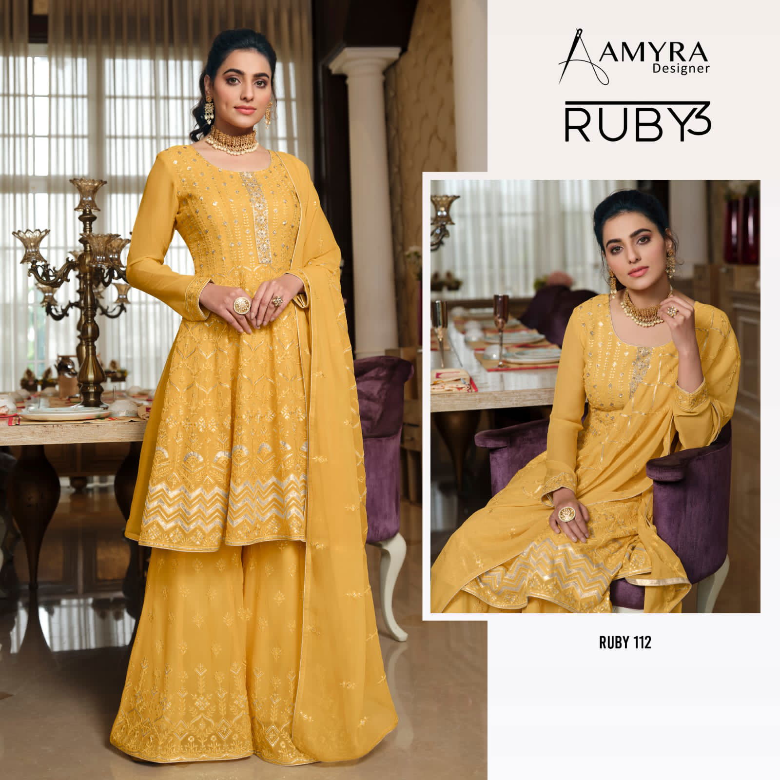 Ruby Vol 3 By Amyra Georgette Sharara Suits Catalog